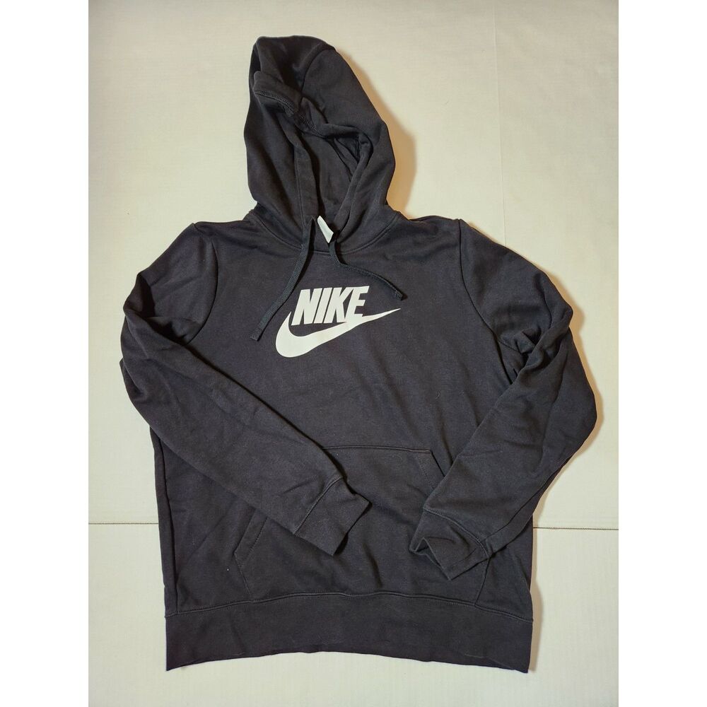 Nike Hoodie Women's Large Black Pullover Logo Front